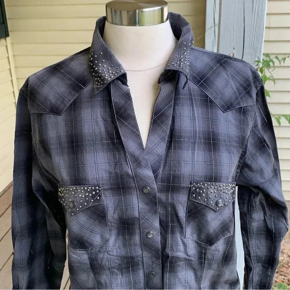 Panhandle Roughstock Western Button Snap Front Shirt Women’s XL Plaid Rockabilly - Picture 11 of 12